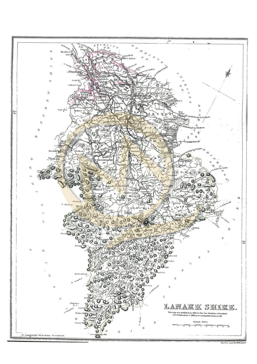 MAP of LANARKSHIRE 1845