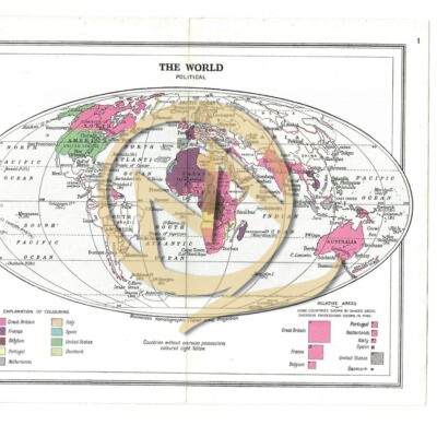 The WORLD [Equal Area Projection] BACON'S ATLAS CIRCA 1930's